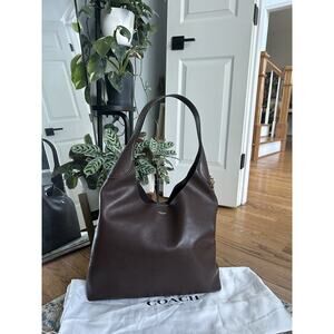 Coach Brooklyn 39 Shoulder Bag Dark Brown With Customized Charm EUC